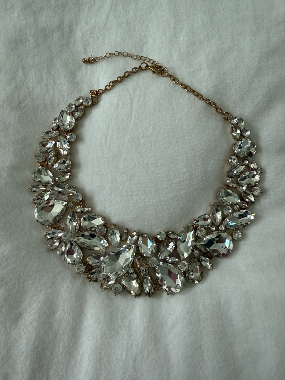 Crystal Statement Necklace - Clear Gold-Tone